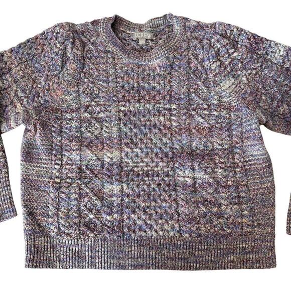 J. Crew Lavender Wool Marled Cable Knit Crewneck Sweater Women's Size Medium - Picture 4 of 6